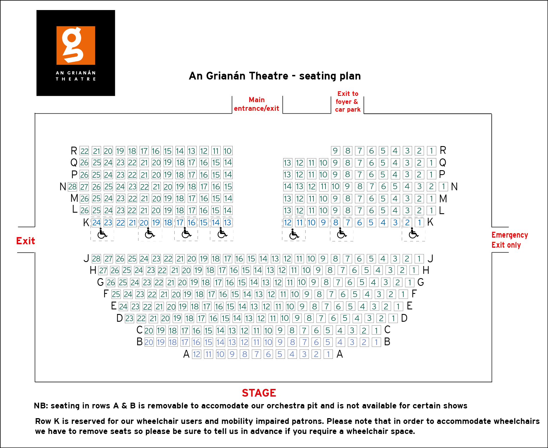 Seating Plan – An Grianan Theatre